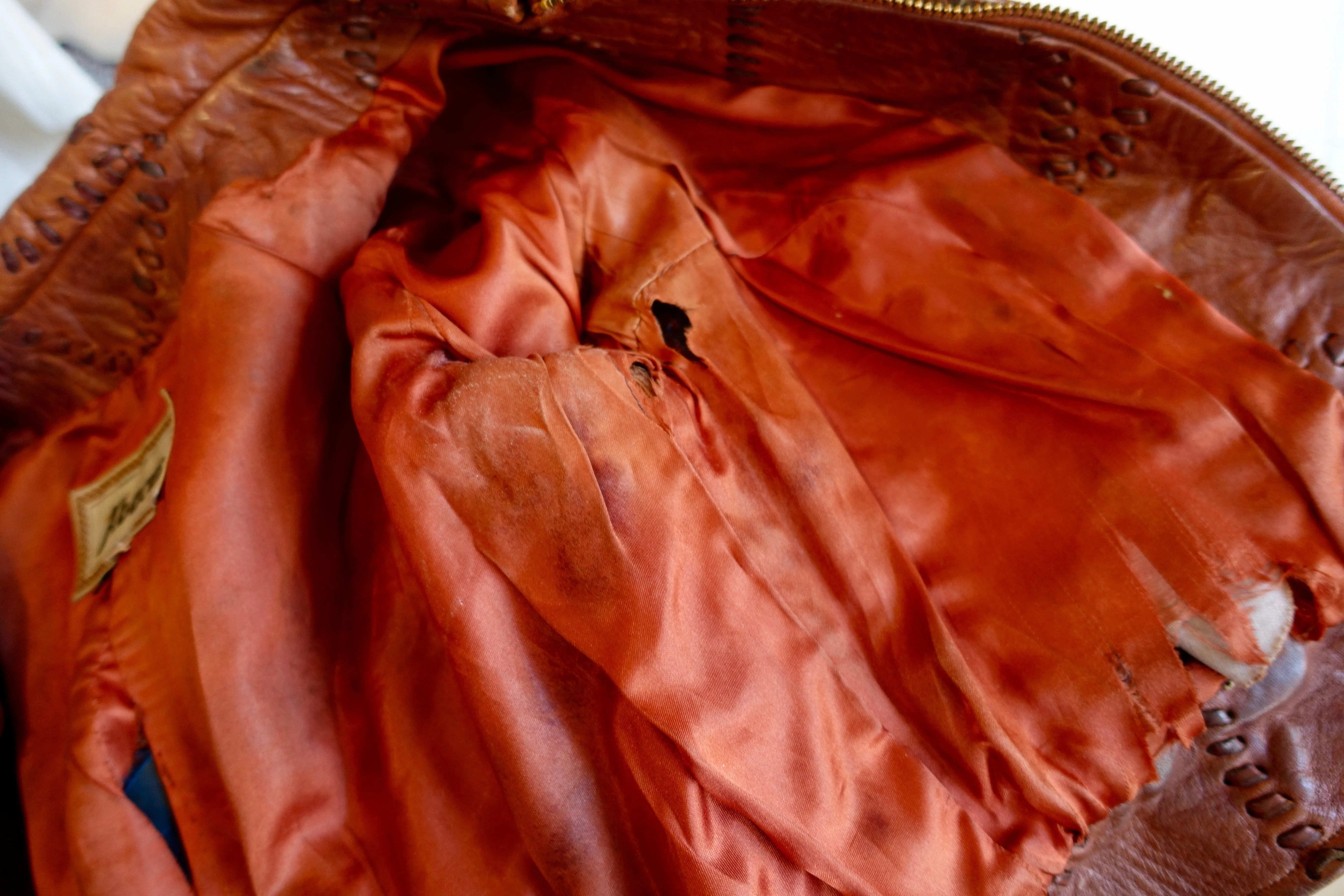 1970's Whipstitched Brown Leather Jacket - SOLD