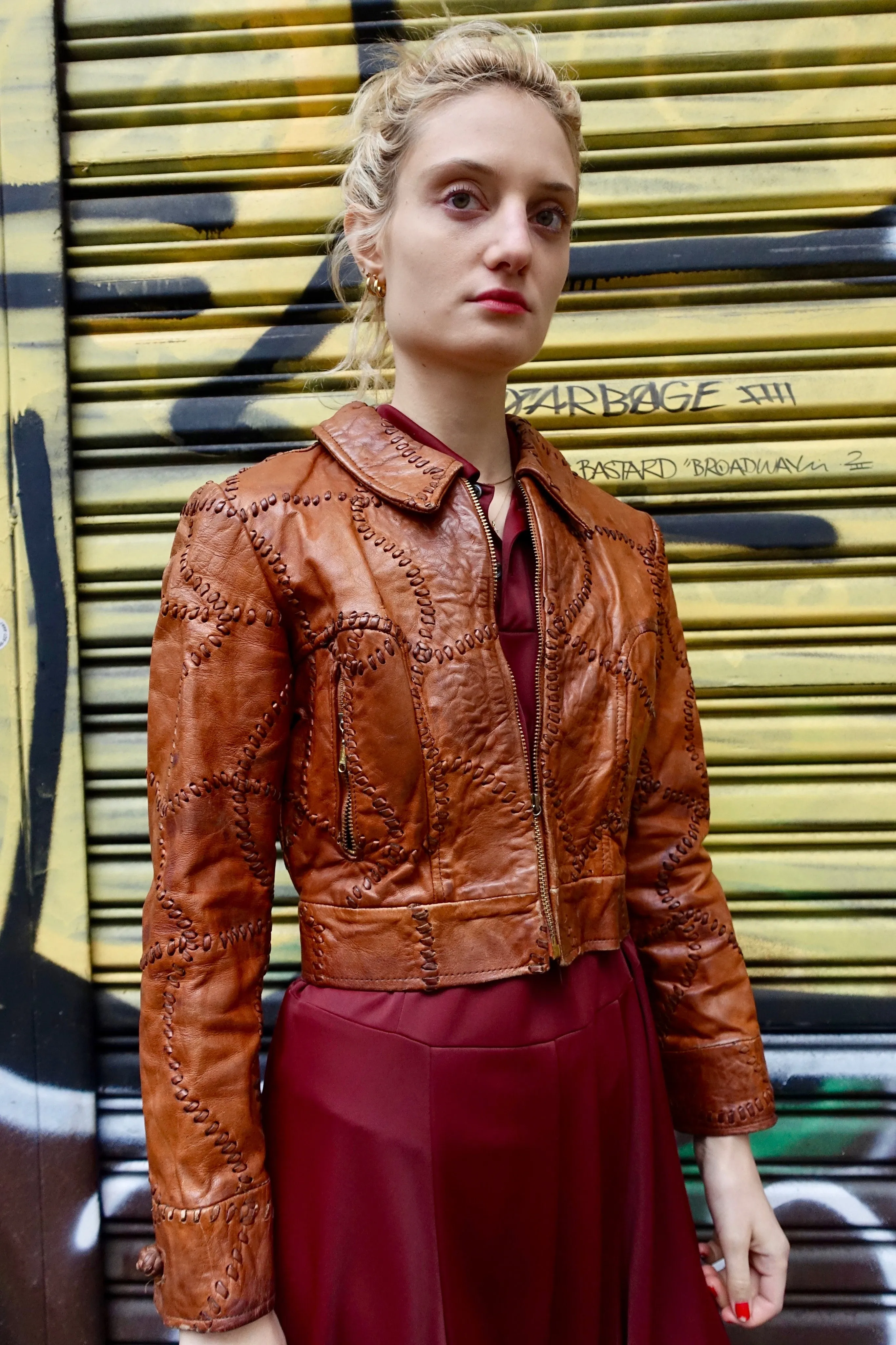 1970's Whipstitched Brown Leather Jacket - SOLD