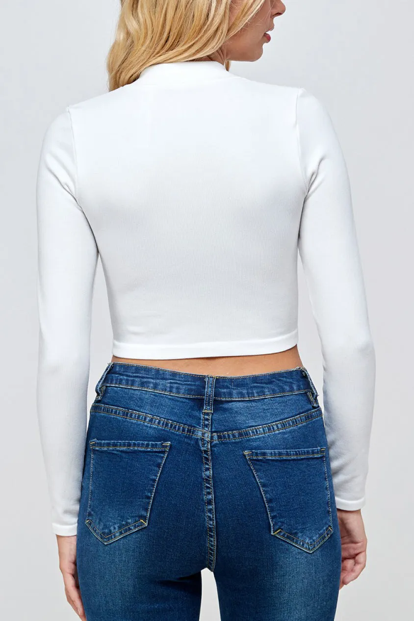 2WAY ZIP  LONG SLEEVE CROP TOP