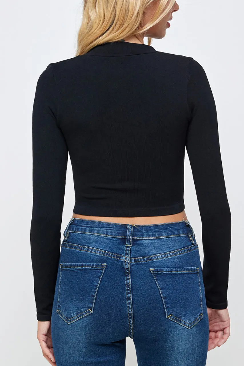 2WAY ZIP  LONG SLEEVE CROP TOP