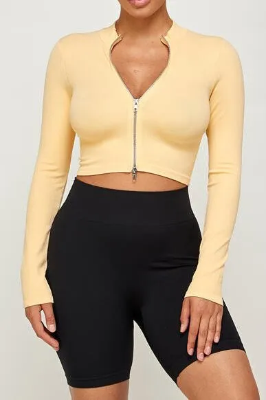 2WAY ZIP  LONG SLEEVE CROP TOP