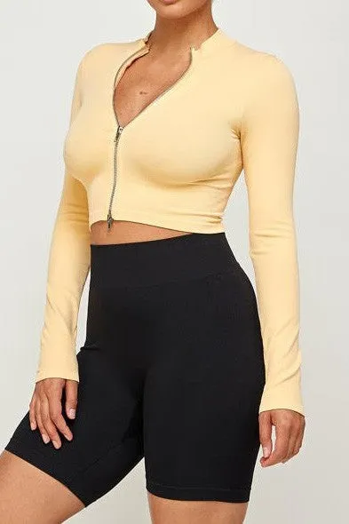 2WAY ZIP  LONG SLEEVE CROP TOP