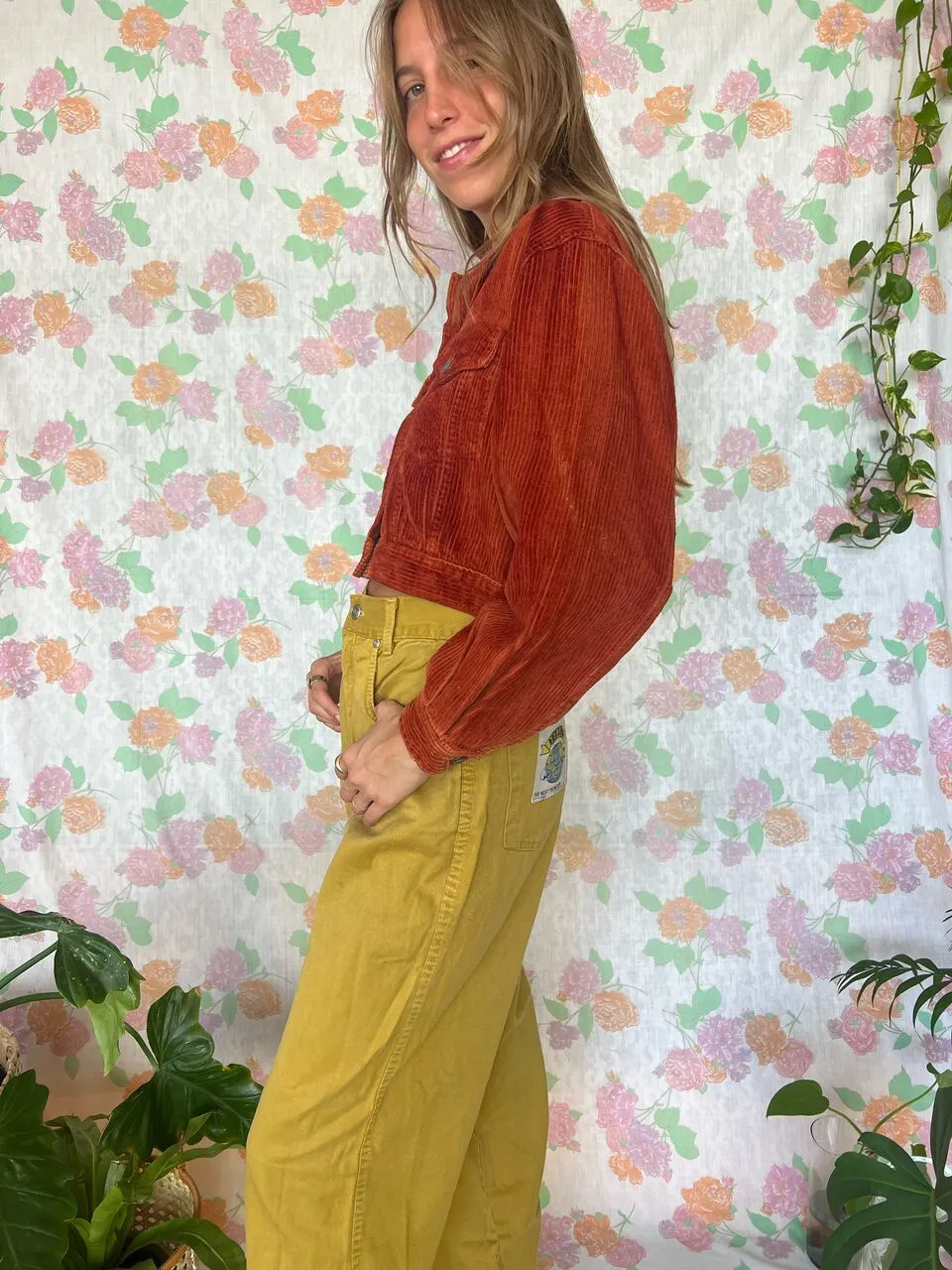 90's Terracotta Corduroy Cropped Jacket