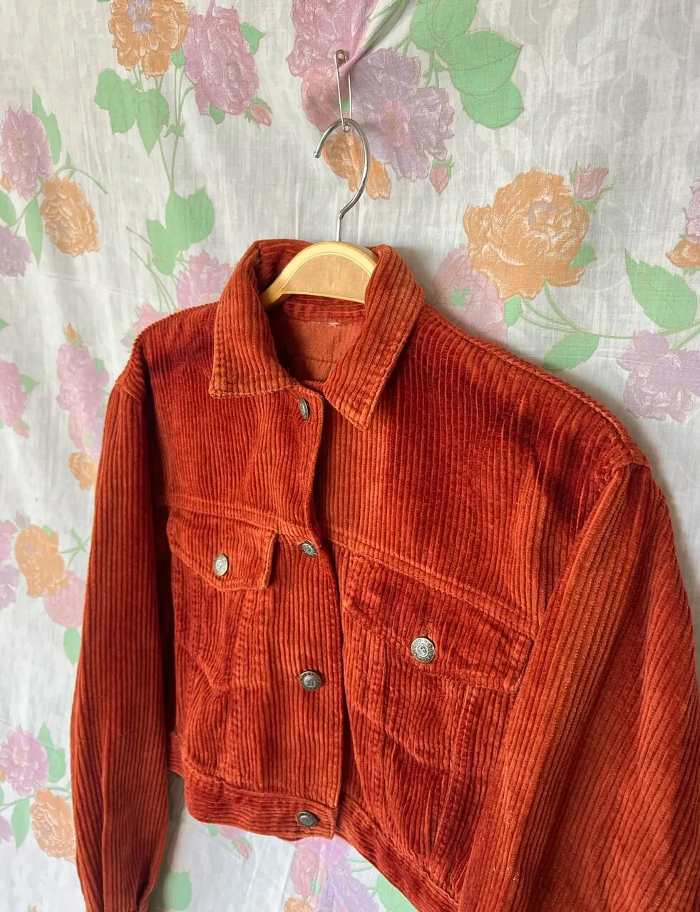 90's Terracotta Corduroy Cropped Jacket