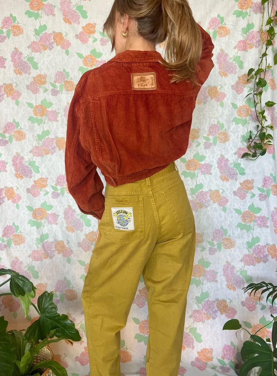 90's Terracotta Corduroy Cropped Jacket