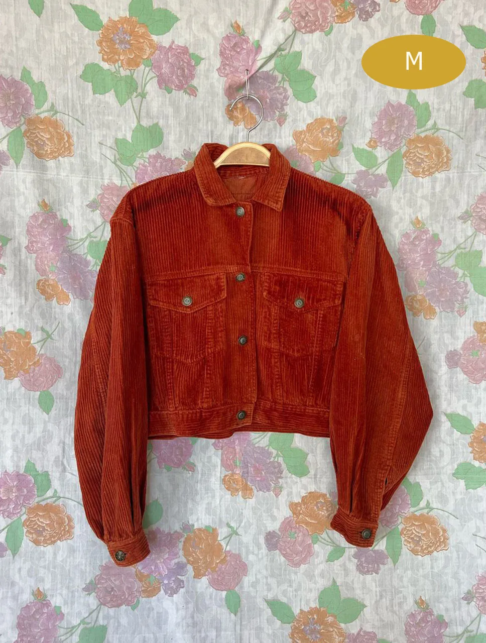 90's Terracotta Corduroy Cropped Jacket