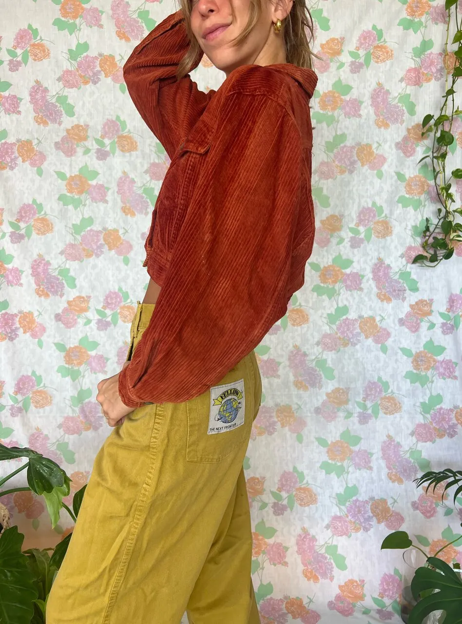 90's Terracotta Corduroy Cropped Jacket