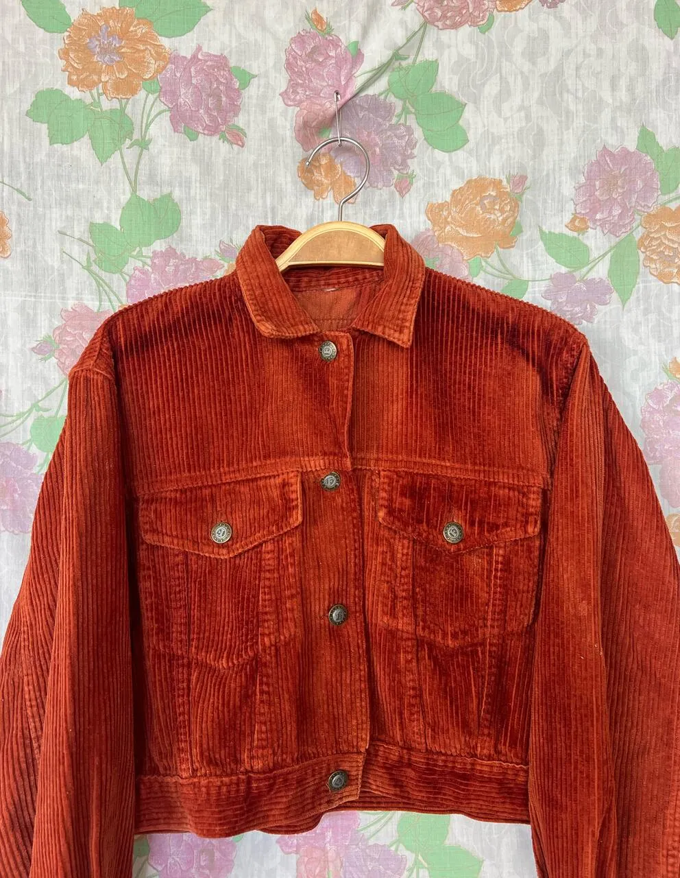 90's Terracotta Corduroy Cropped Jacket