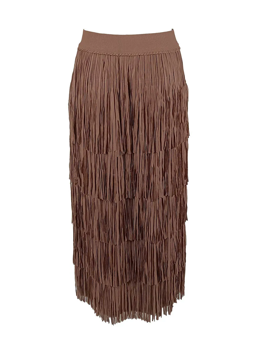 9240014 Retro Tassel Pleated Skirt