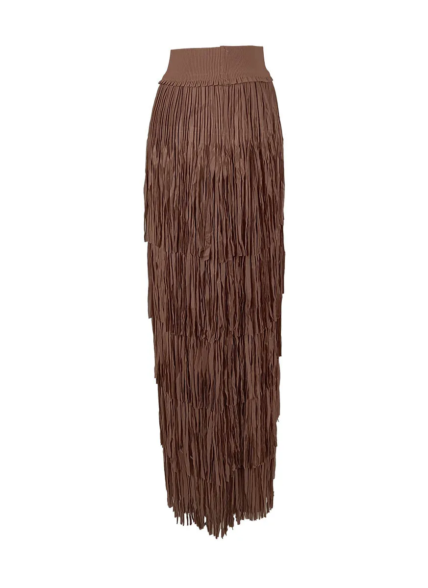 9240014 Retro Tassel Pleated Skirt