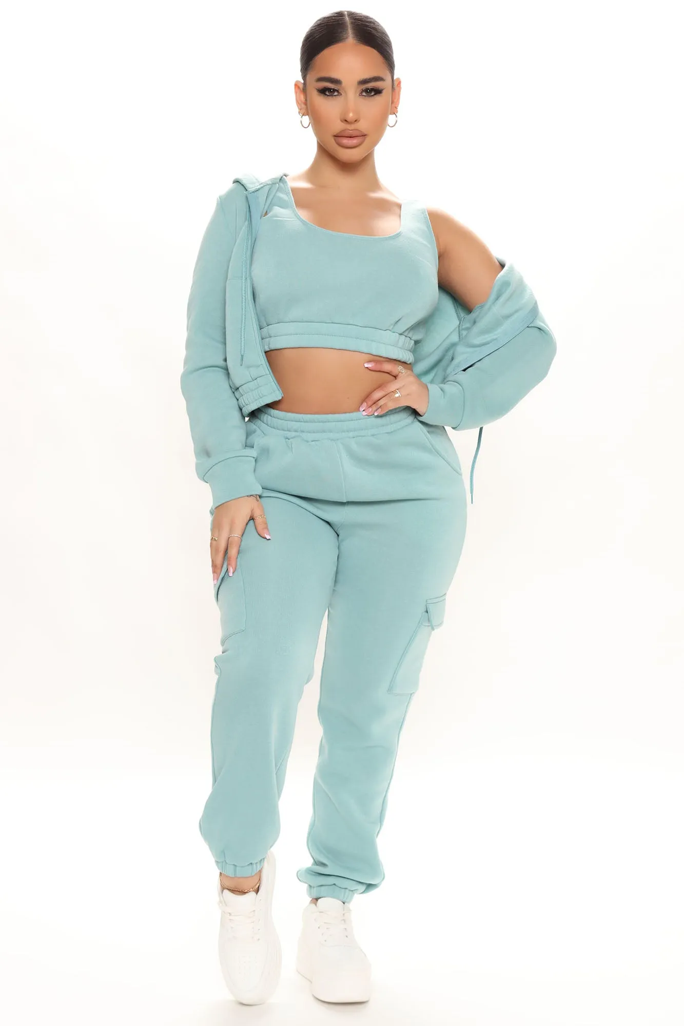 About Time 3 Piece Jogger Set - Aqua