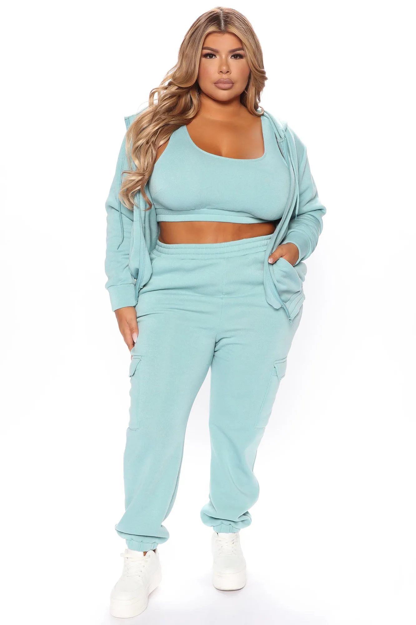 About Time 3 Piece Jogger Set - Aqua