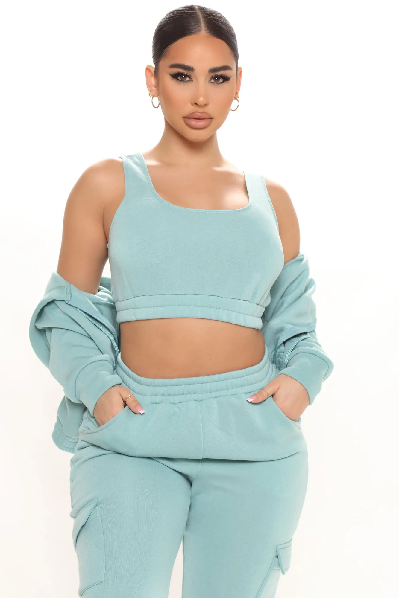 About Time 3 Piece Jogger Set - Aqua