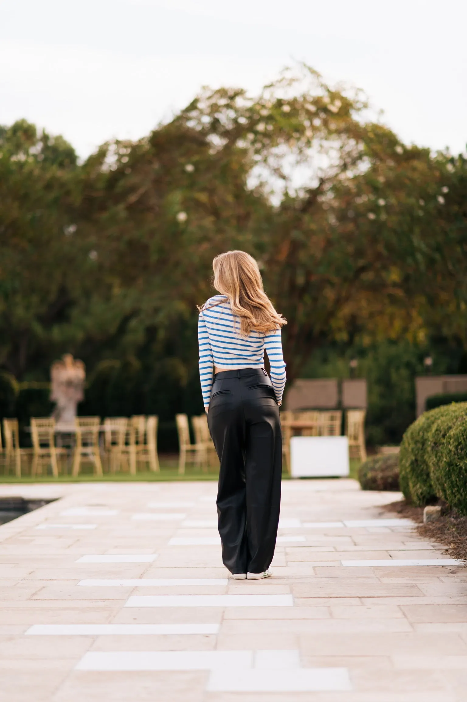 Adrienne Crew Long Sleeve Striped Top - Blue