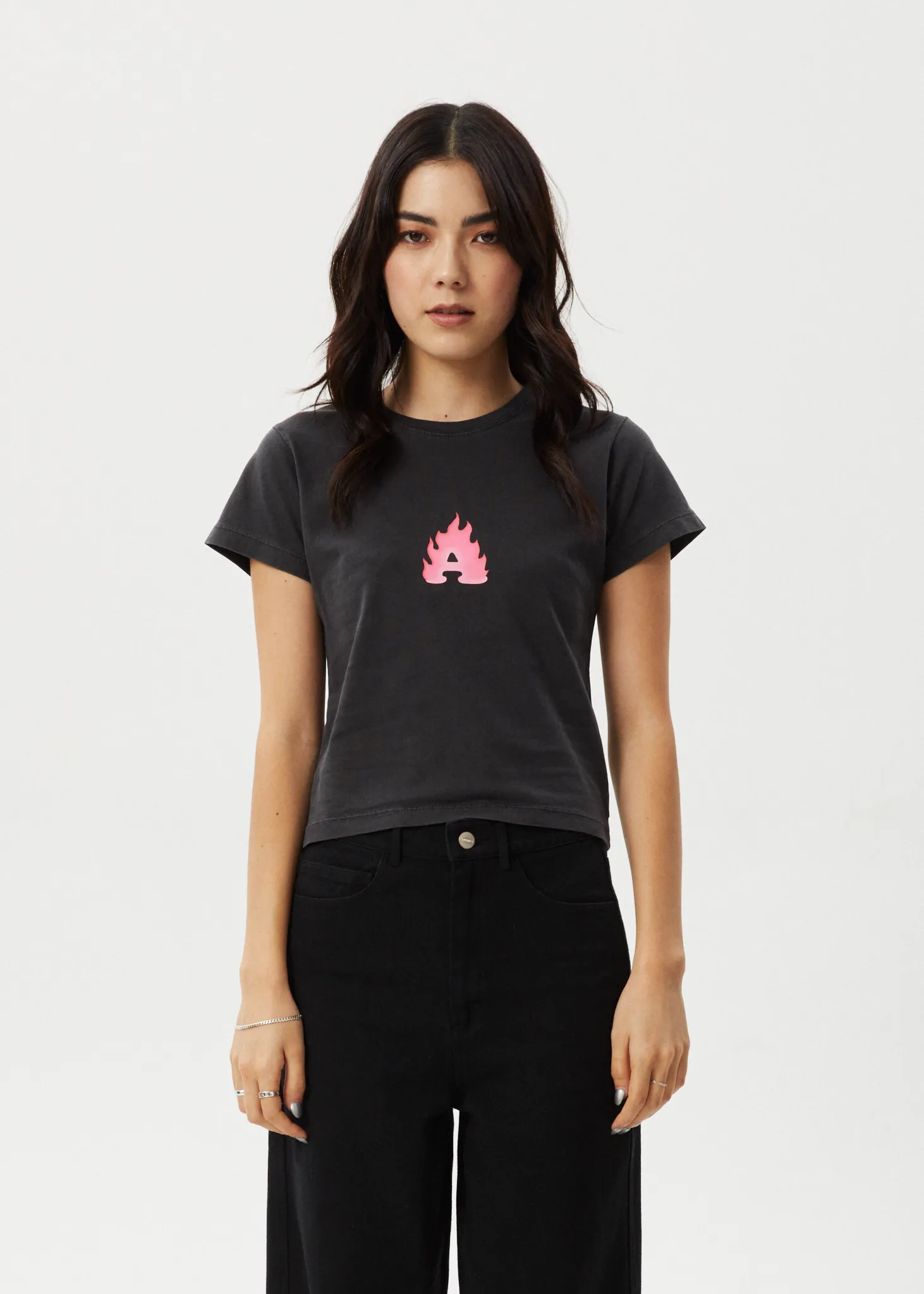 AFENDS Womens Alfie - Baby Tee - Stone Black