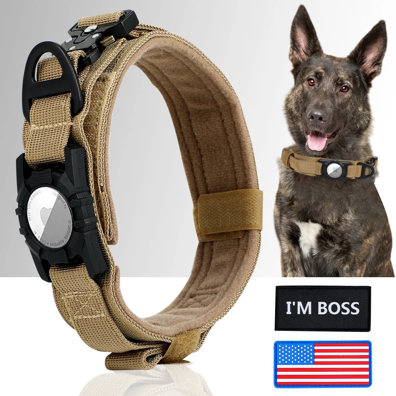 AirTag Dog Collar w/ Tactical Handle