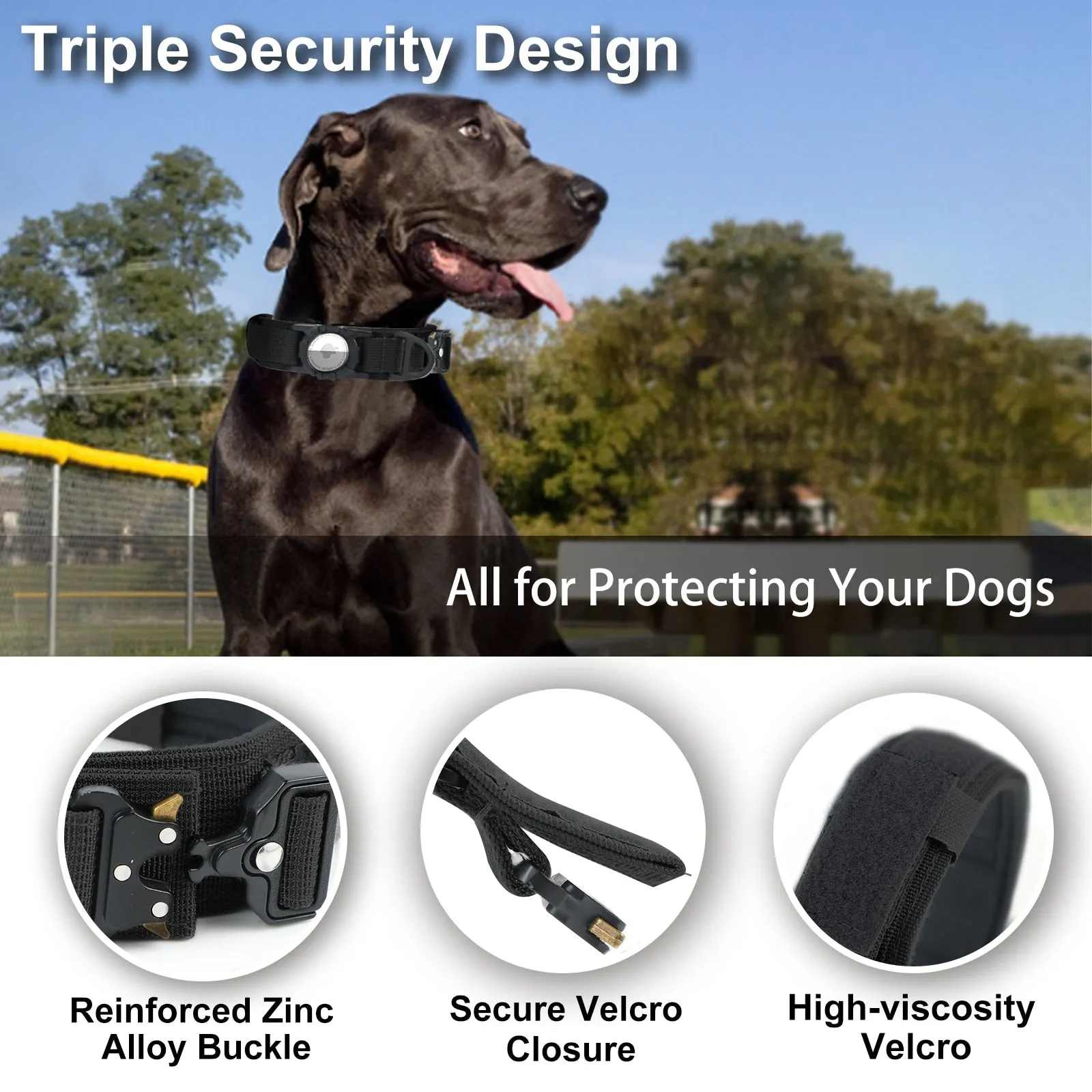 AirTag Dog Collar w/ Tactical Handle