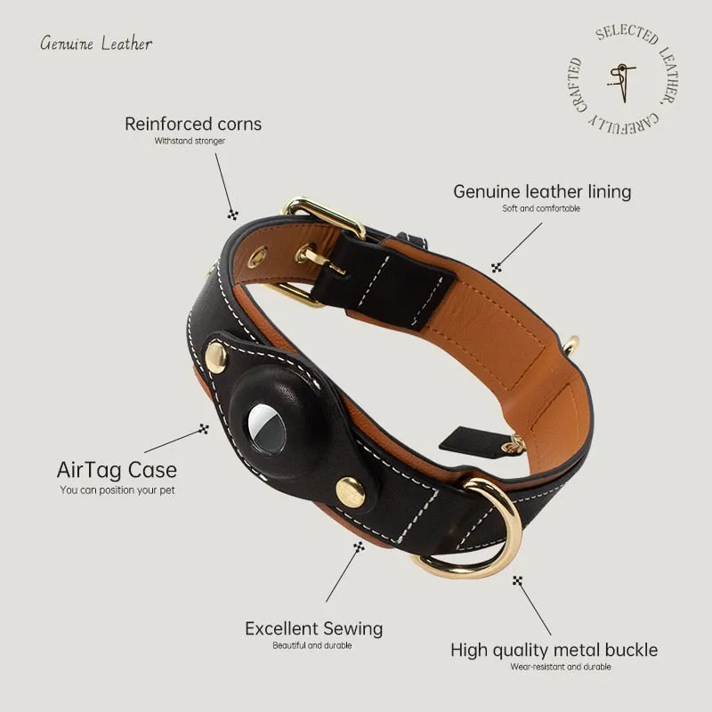 AirTag Leather Collar - Style H