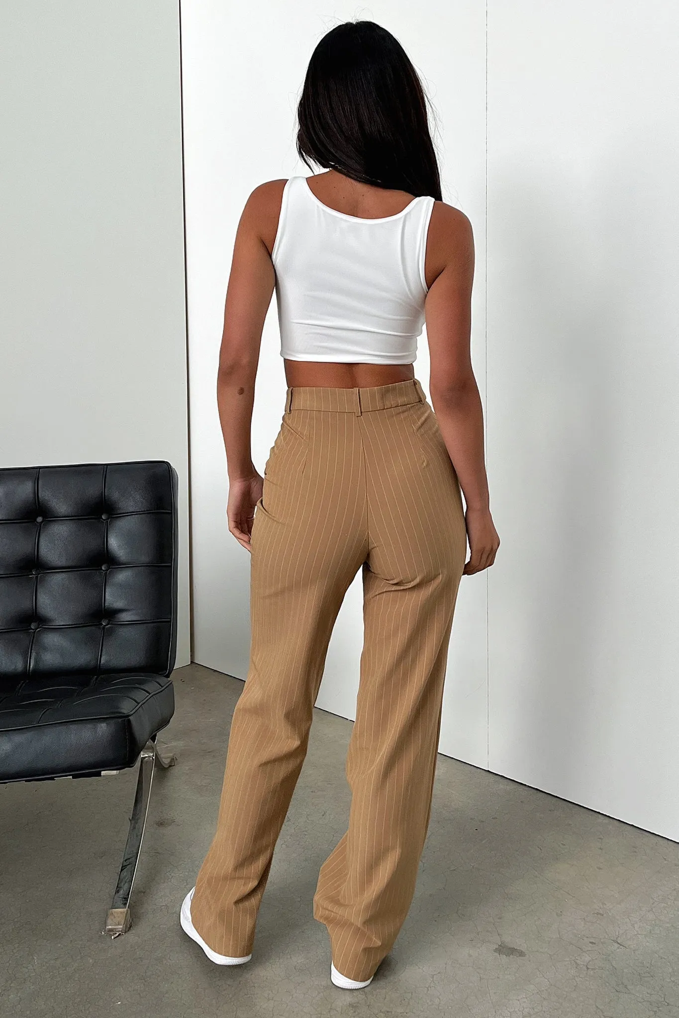 Alaric Pants - Beige Pinstripe