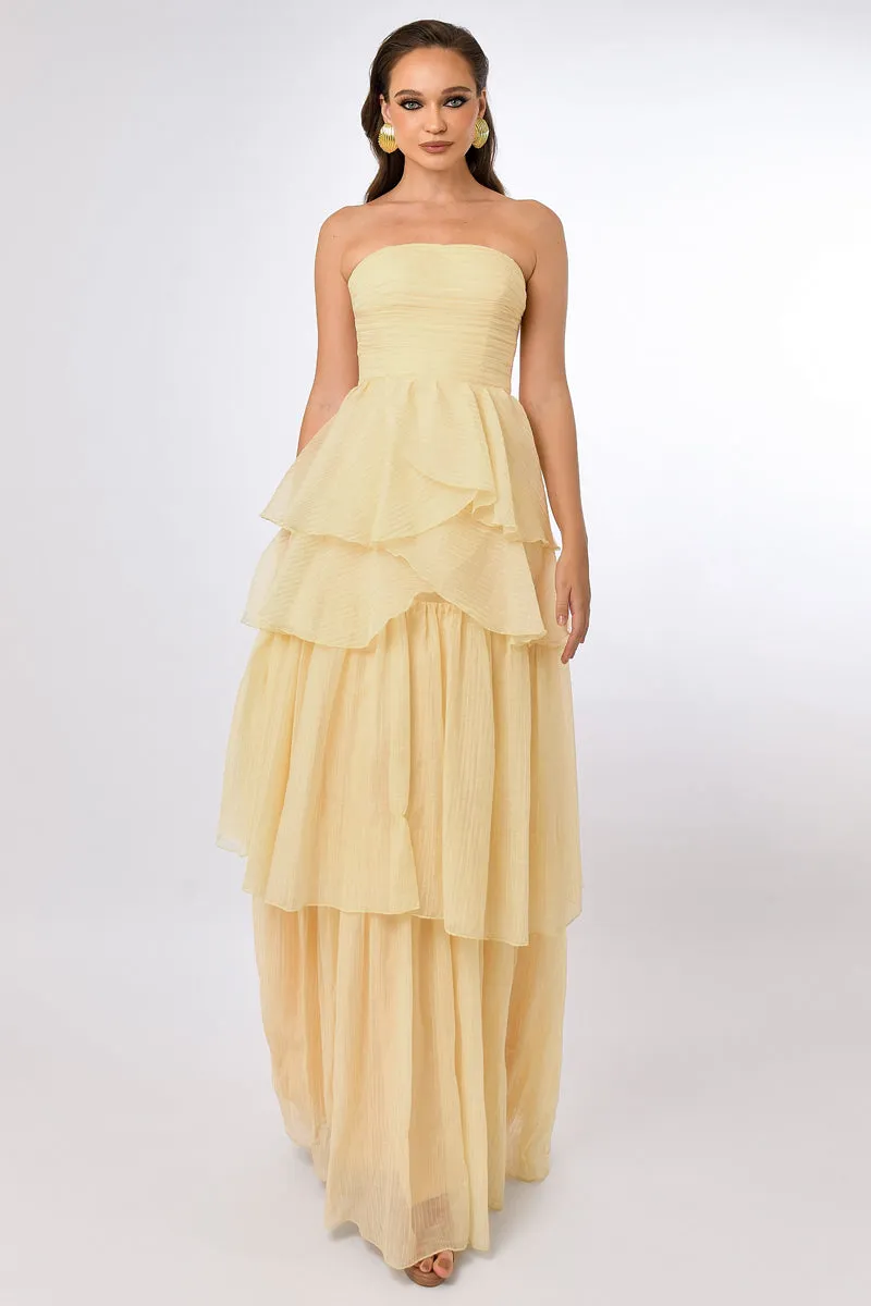 ALLISON TIERED CROSSOVER GOWN