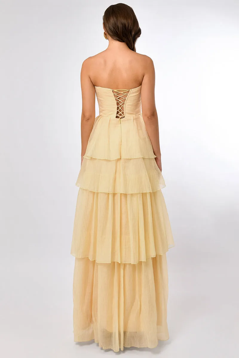 ALLISON TIERED CROSSOVER GOWN