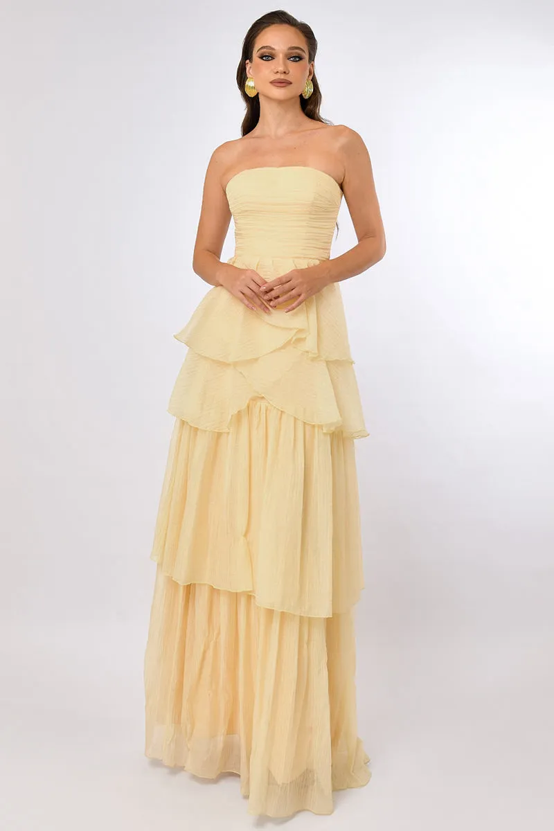 ALLISON TIERED CROSSOVER GOWN