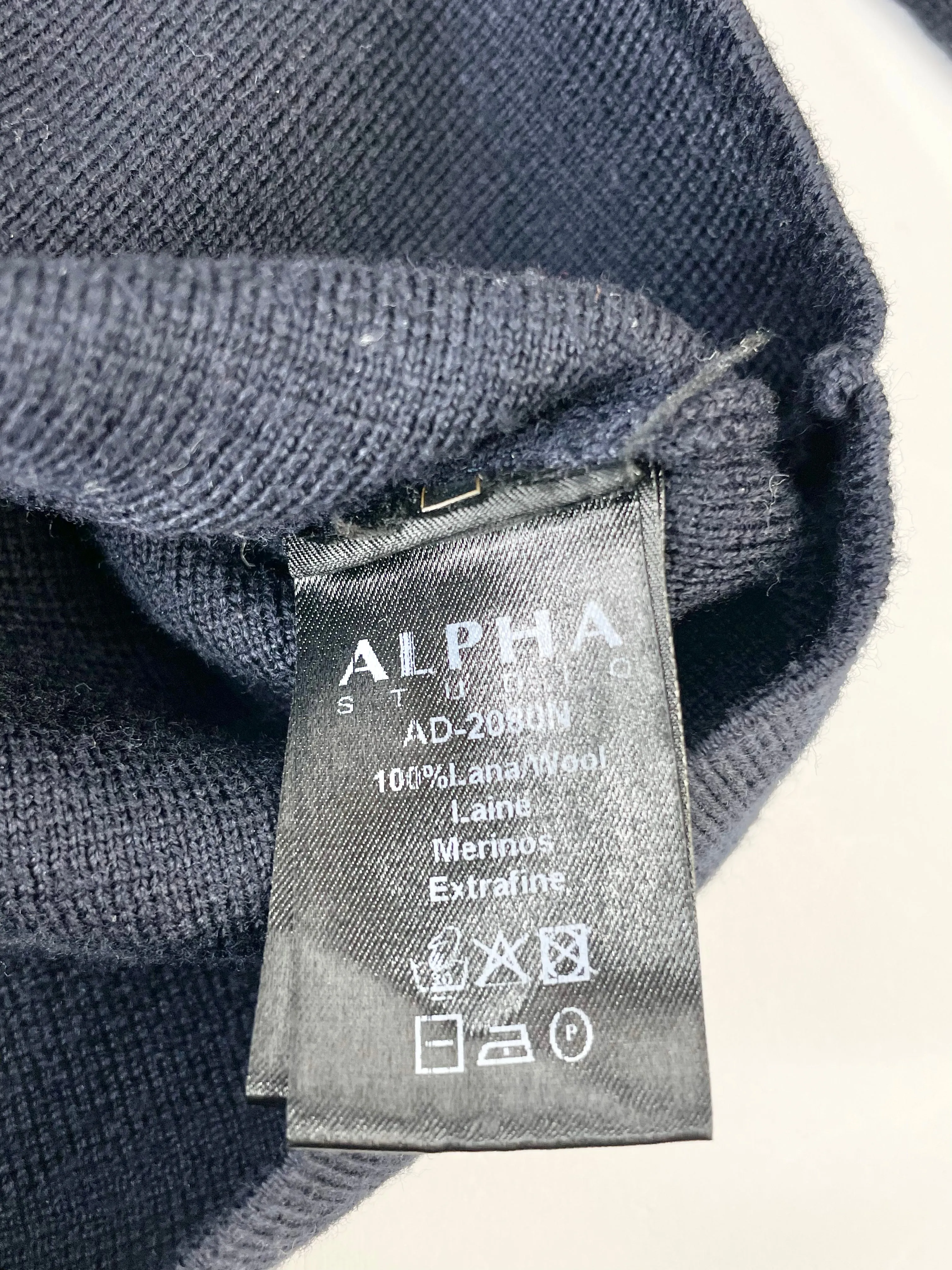 Alpha Studio Navy Blue Wool Fleece Jacket - AU14