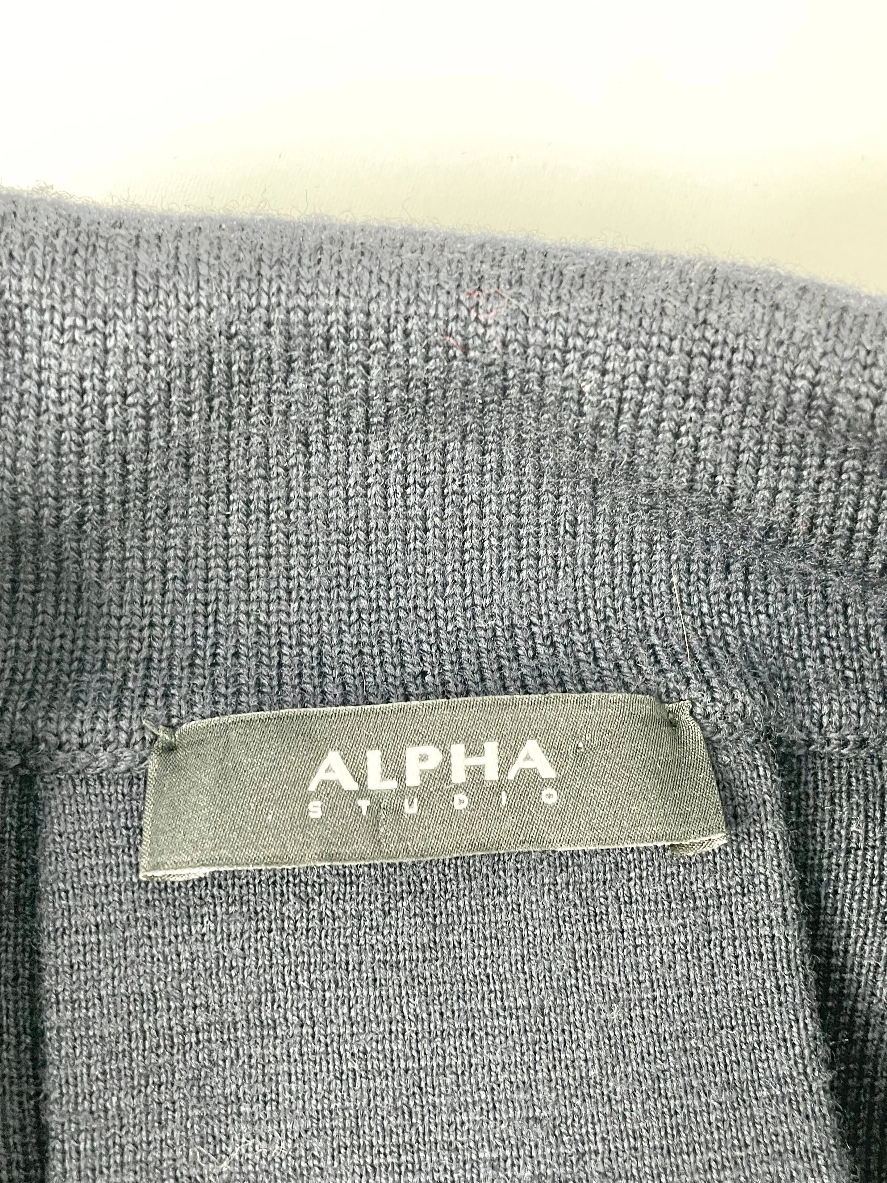 Alpha Studio Navy Blue Wool Fleece Jacket - AU14