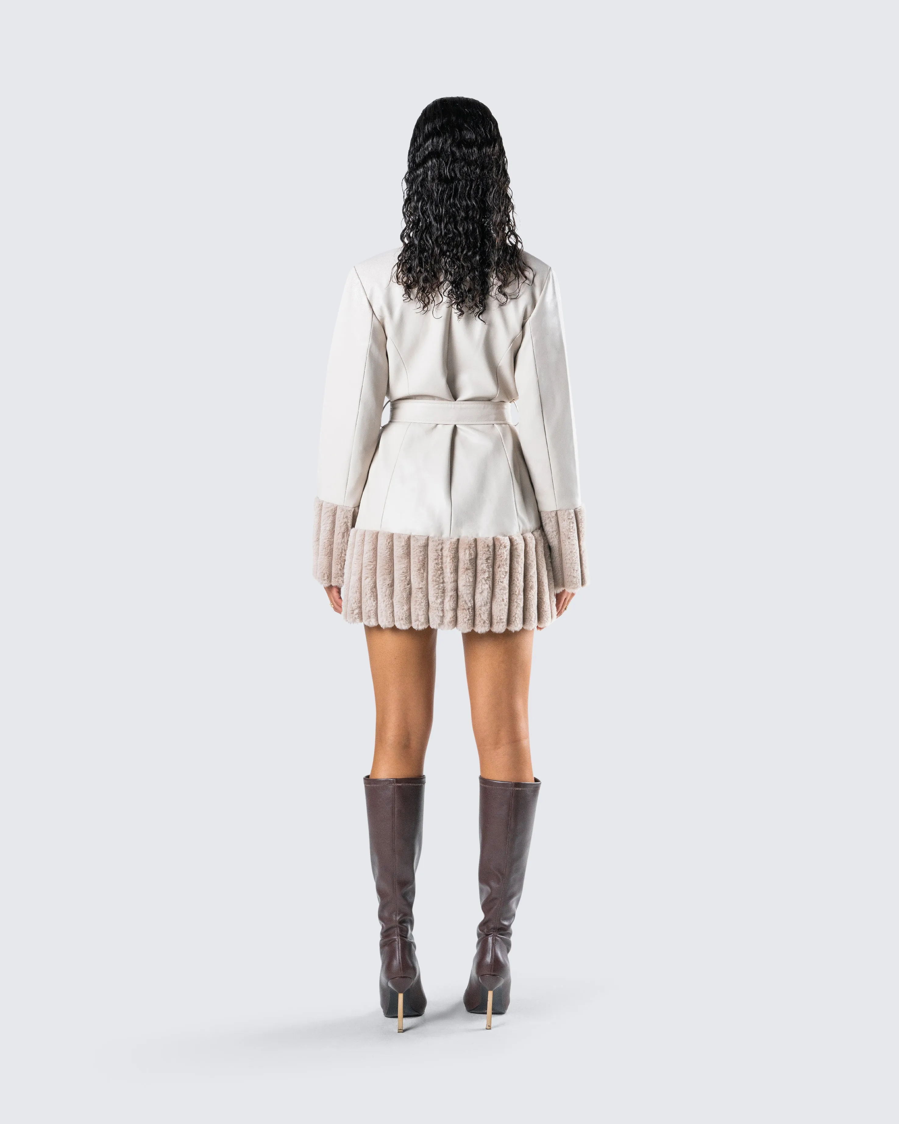 Amadee Ivory Vegan Leather Coat