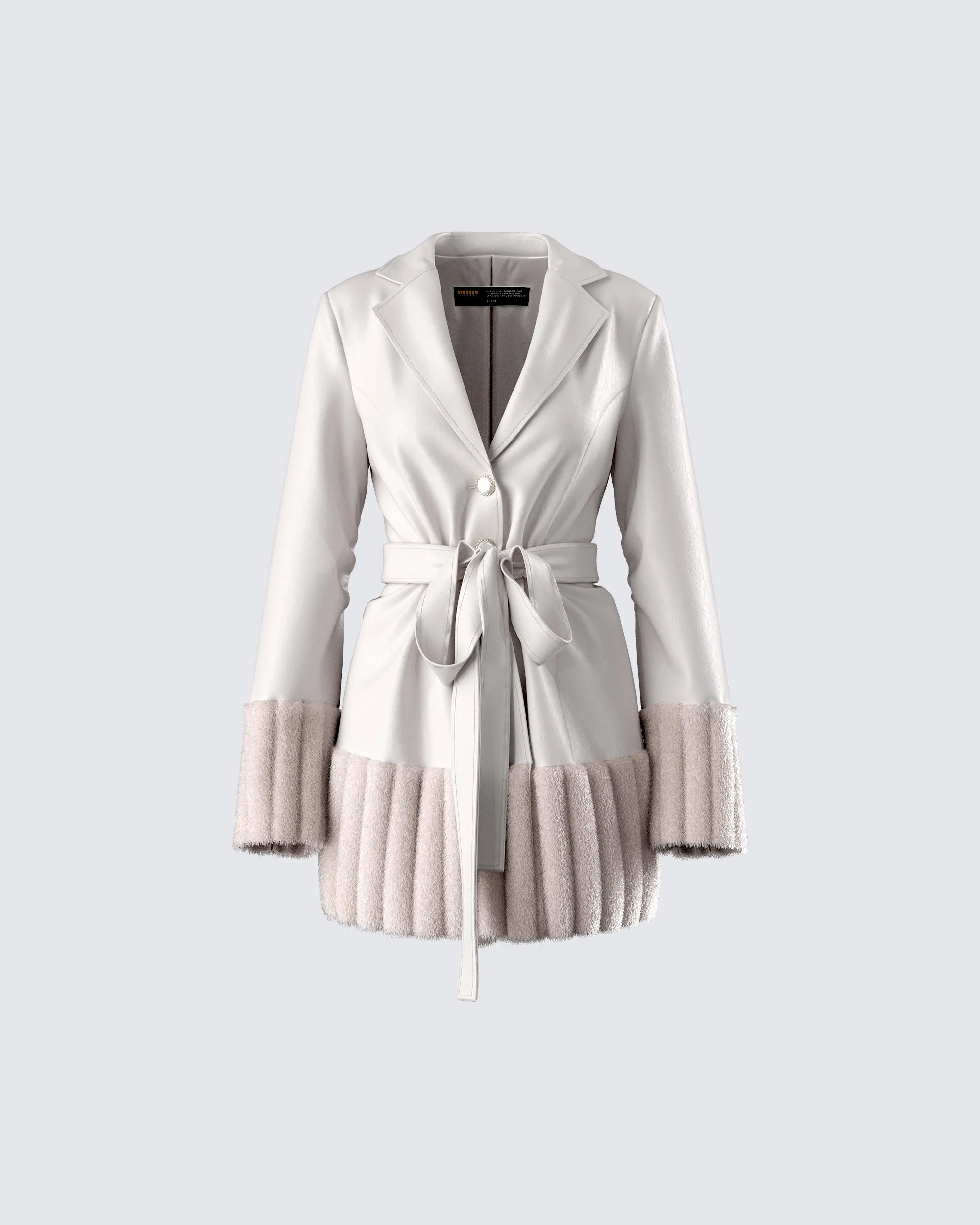 Amadee Ivory Vegan Leather Coat