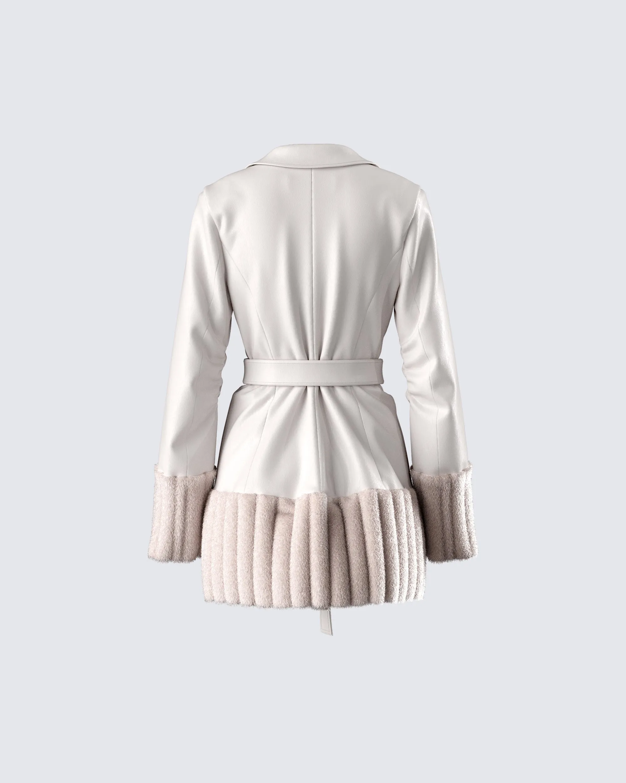 Amadee Ivory Vegan Leather Coat