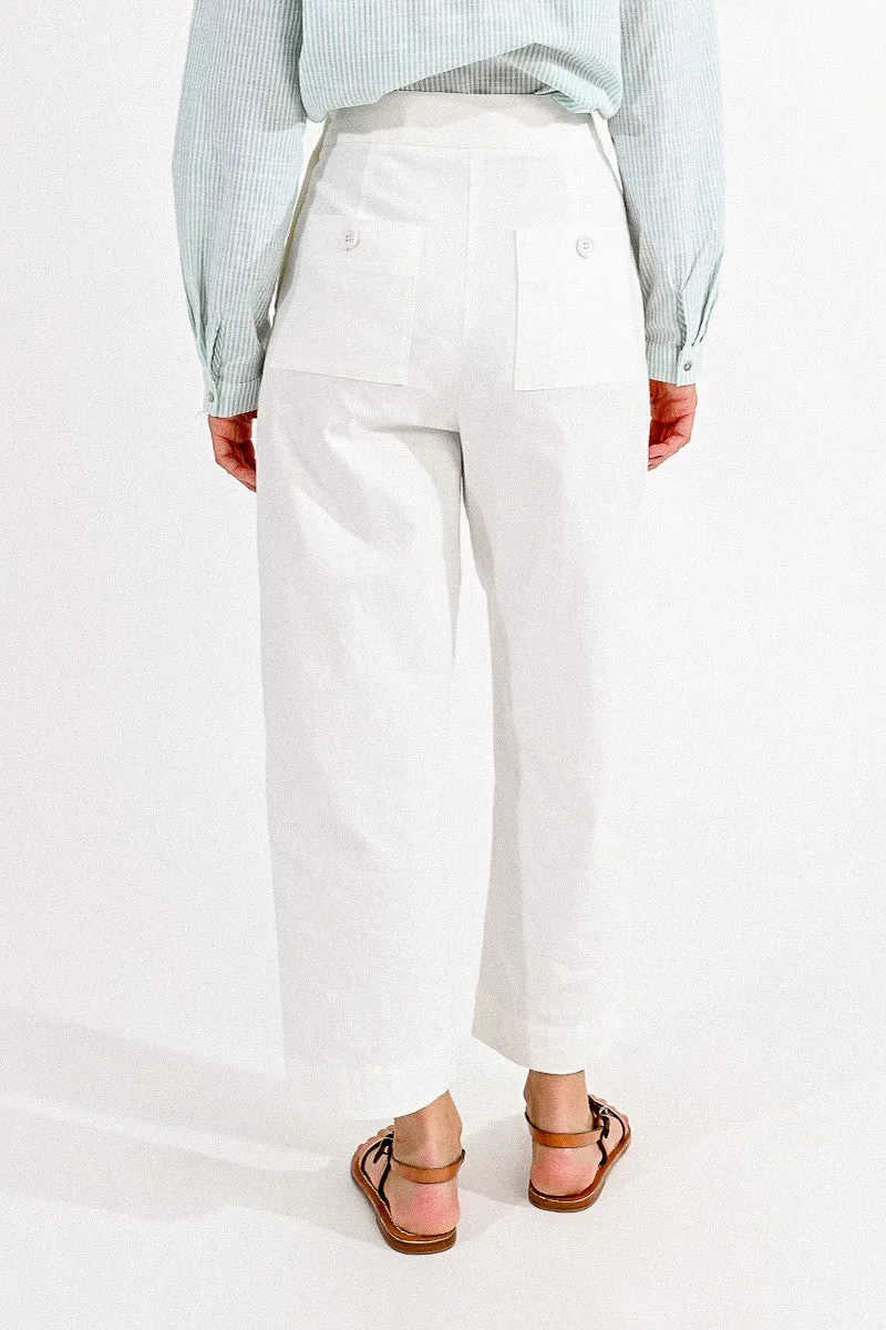 Ankle Length Wide Leg Pants - White