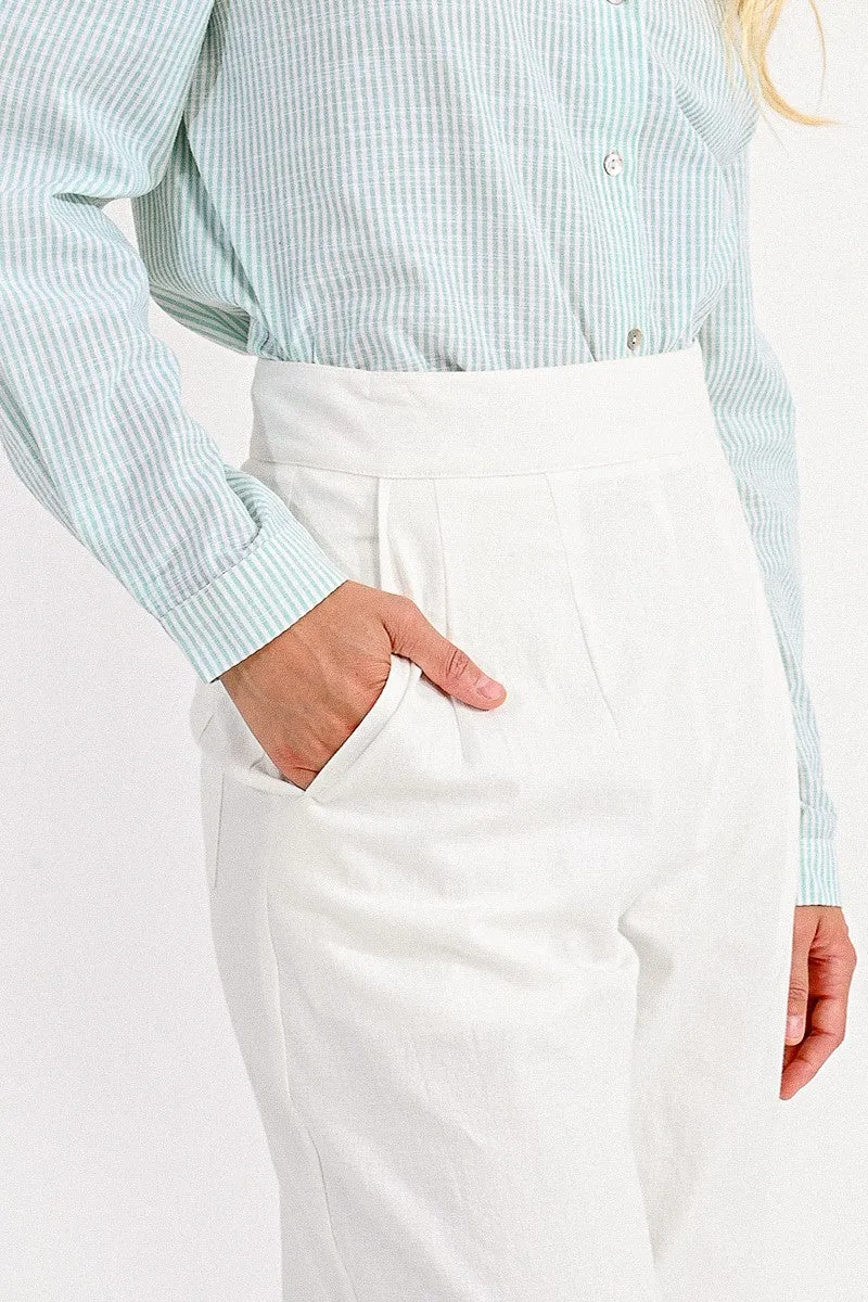 Ankle Length Wide Leg Pants - White