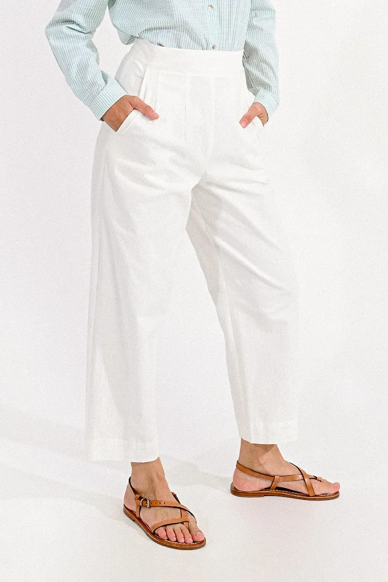 Ankle Length Wide Leg Pants - White