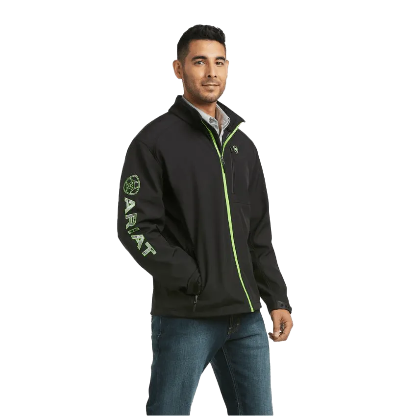 Ariat Men's Logo 2.0 Black & Bright Green Softshell Jacket