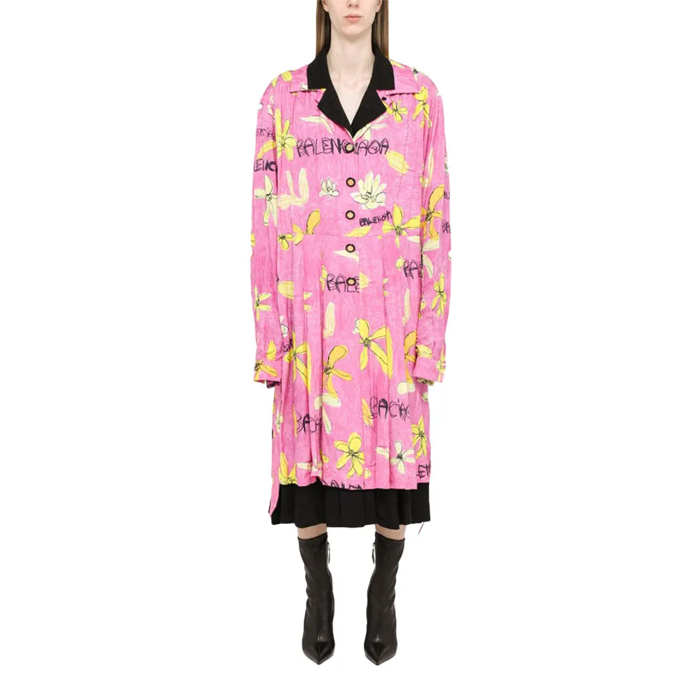 Balenciaga Women's Reversible Jacquard Floral Mini Dress in Pink and Black