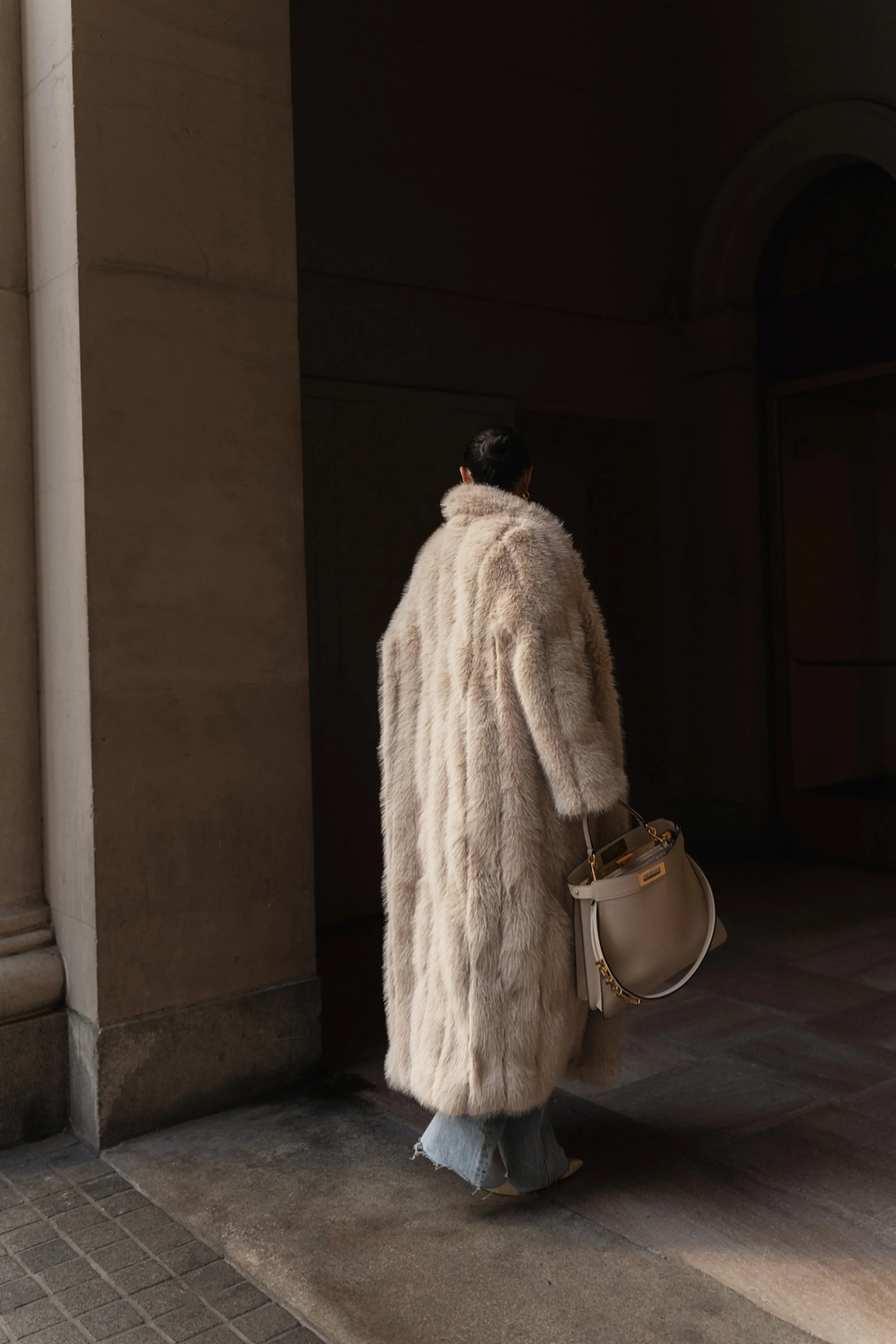 Beige Manhattan Faux Fur Coat