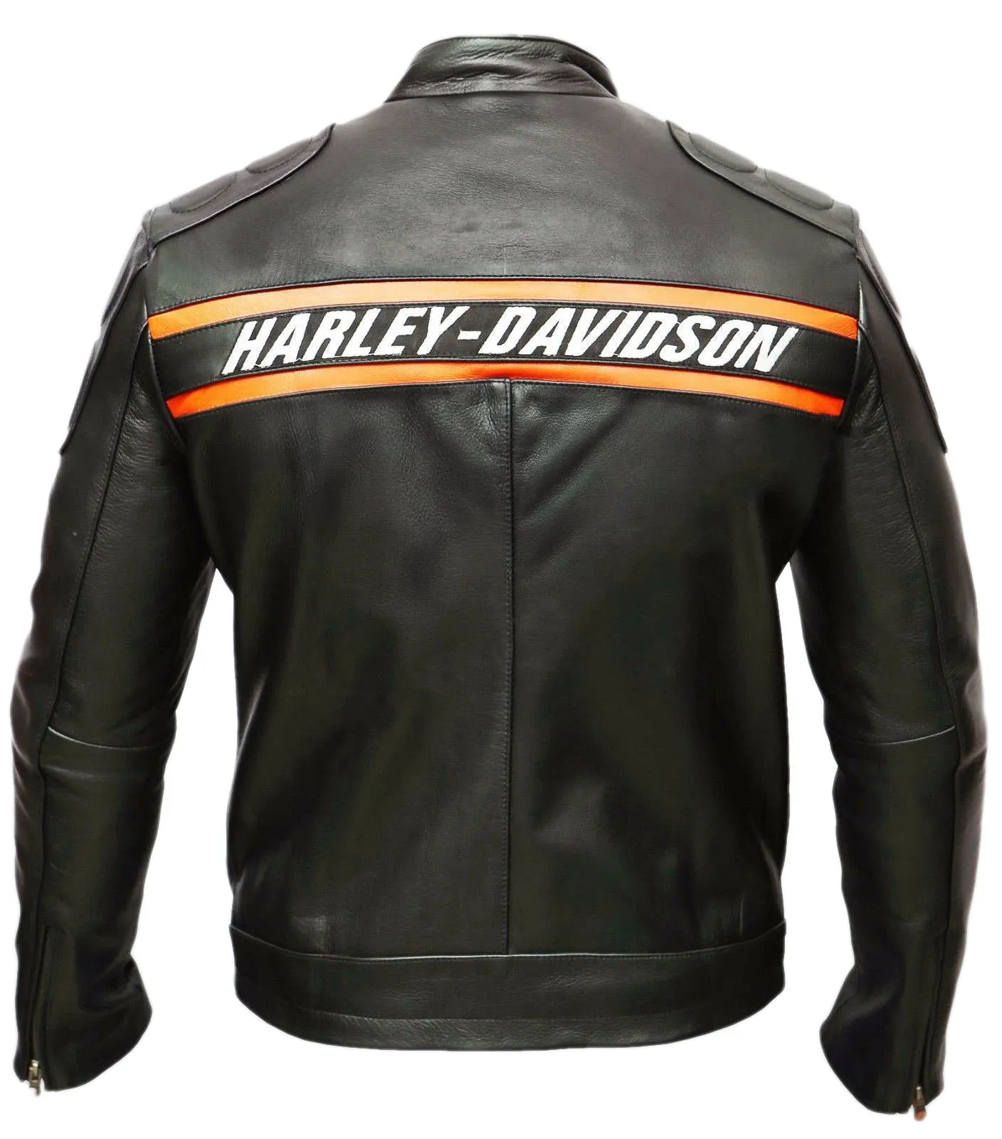 Bill Goldberg HD Genuine Leather Motorcycle Jacket - Classic HD Biker Jacket - Orange and Black HD jacket - 2101001