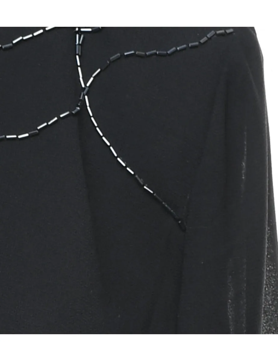 Black Beaded Cropped Jacket - M