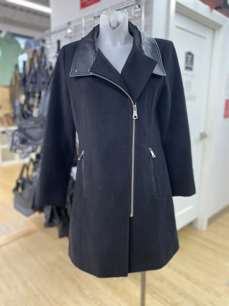 Black wool leather coat