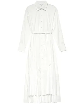 Blanc Pleated Maxi Shirt Dress