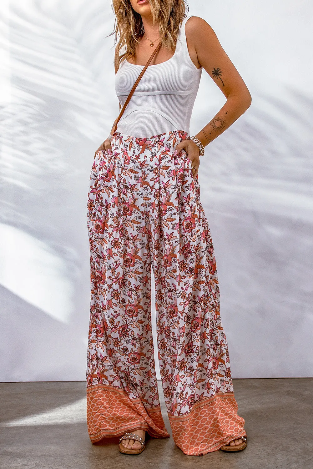 Boho Pleated Culottes Pants