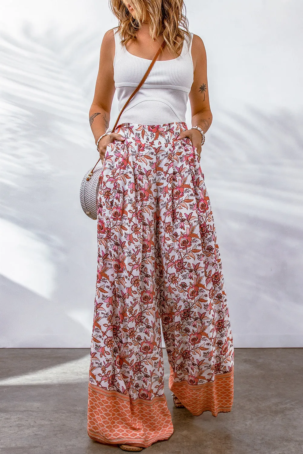 Boho Pleated Culottes Pants