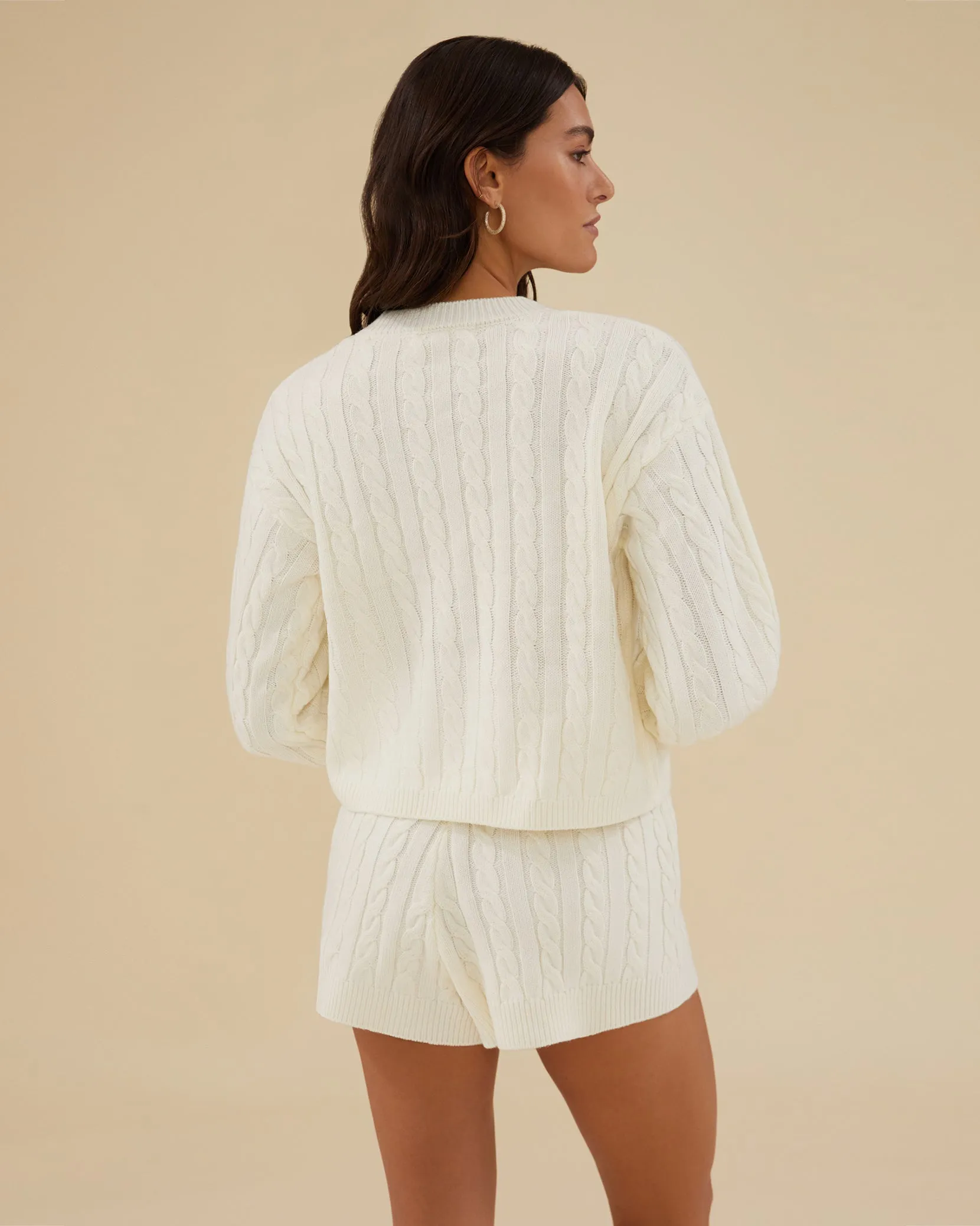 Boxy Cable Crew Sweater