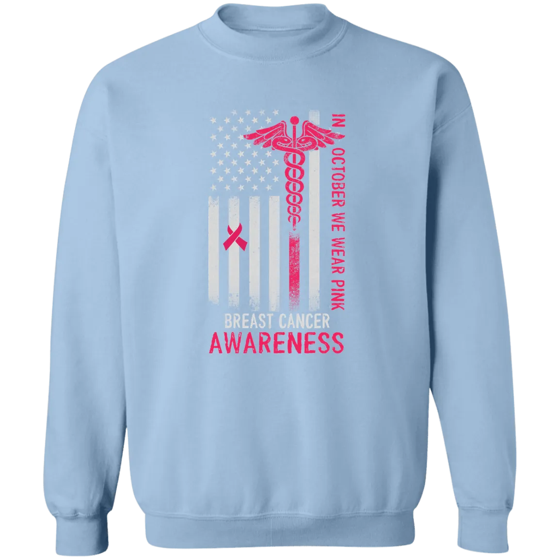 Breast Cancer Flag Unisex  Crewneck Pullover Sweatshirt