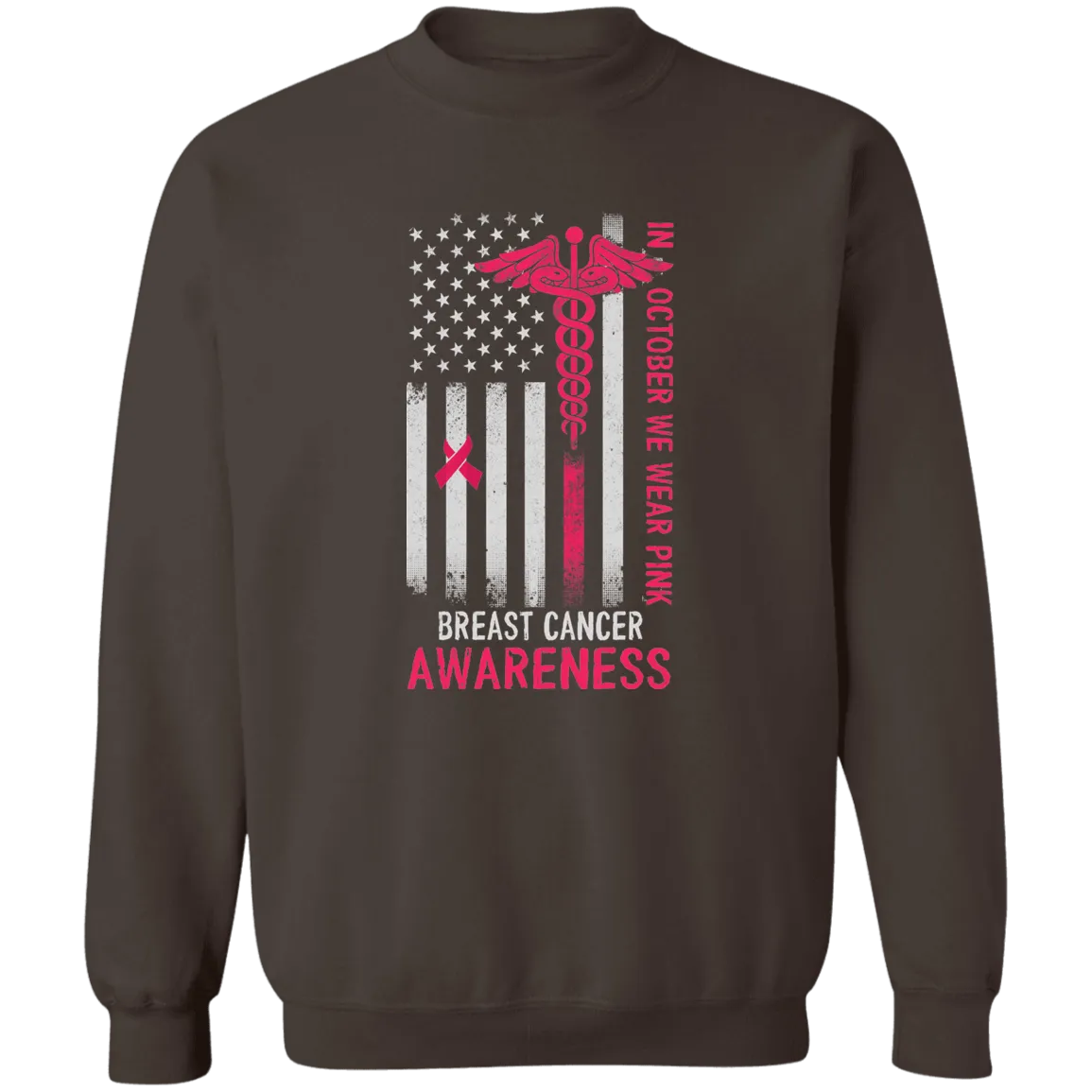 Breast Cancer Flag Unisex  Crewneck Pullover Sweatshirt