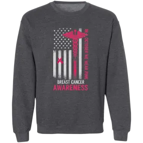 Breast Cancer Flag Unisex  Crewneck Pullover Sweatshirt