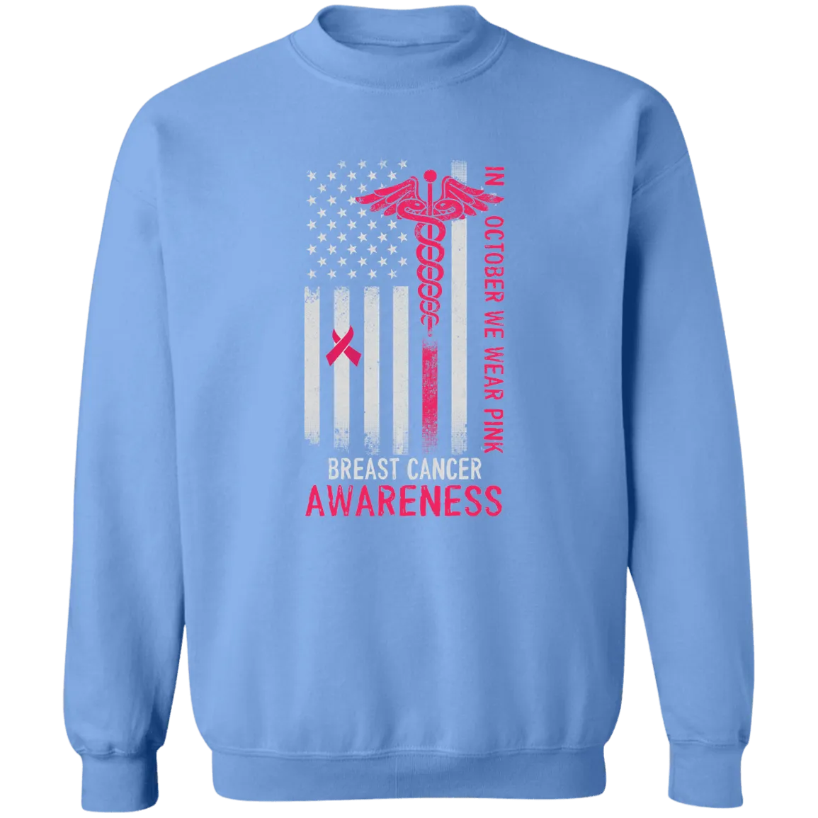 Breast Cancer Flag Unisex  Crewneck Pullover Sweatshirt