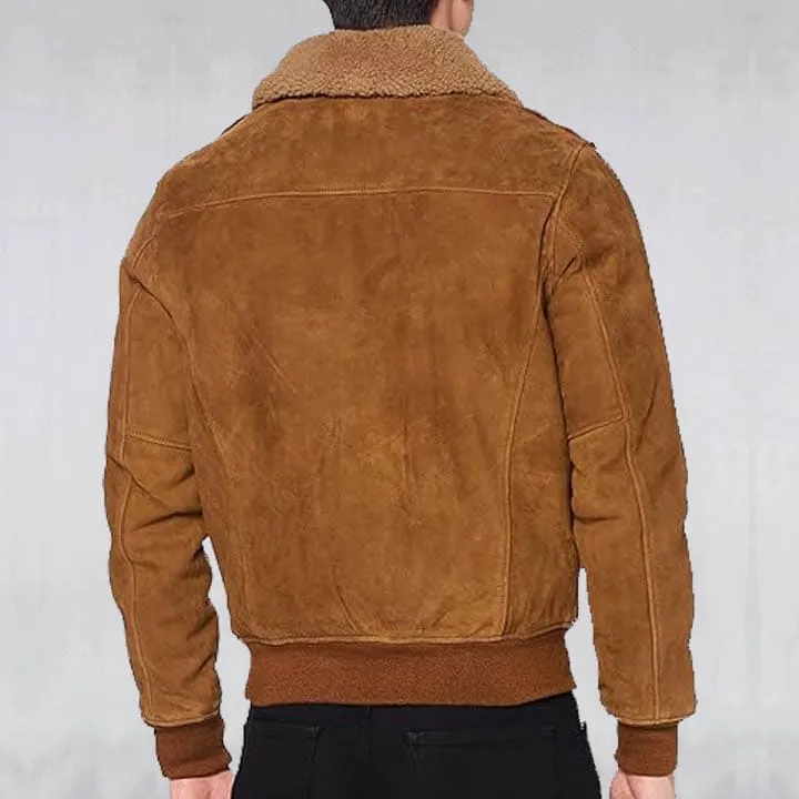 Brown Suede leather Pilot Jacket