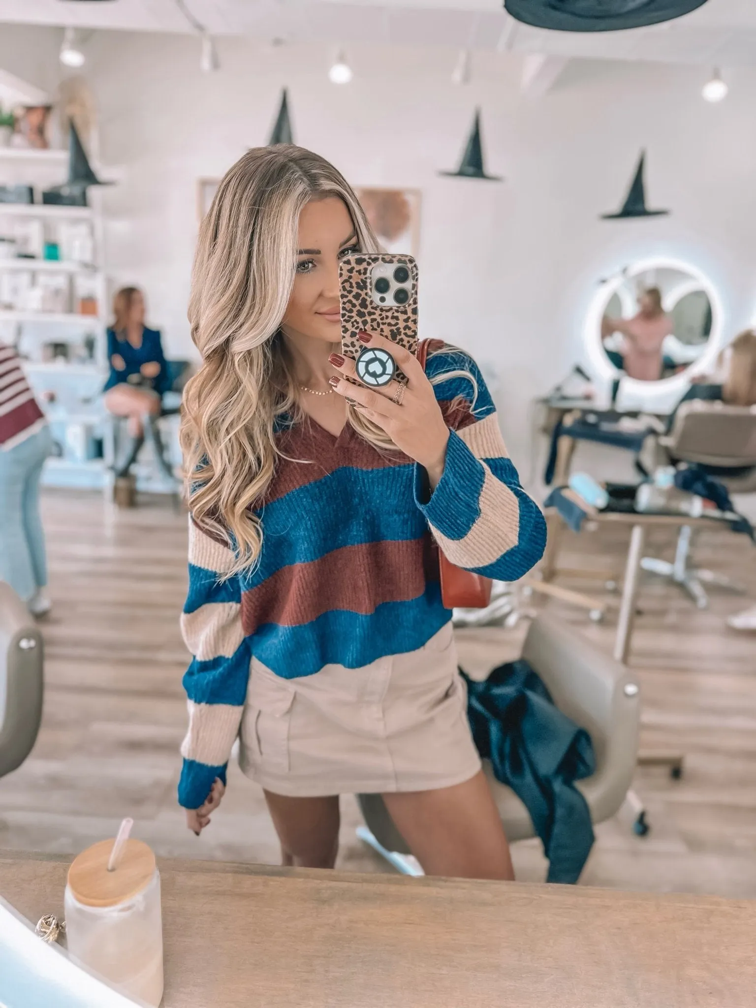 Burgundy Multi Striped Pullover Sweater